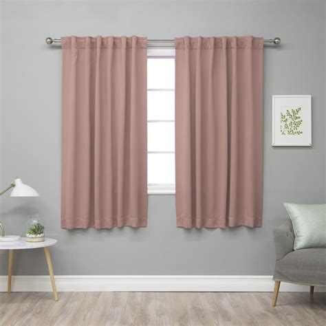 Best Home Fashion 63 In Mauve Polyester Blackout Back Tab Curtain Panel