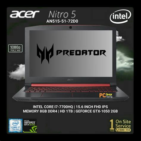 Jual Acer Predator Nitro 5 An515 51 72d0 Intel Core I7 7700hq Geforce