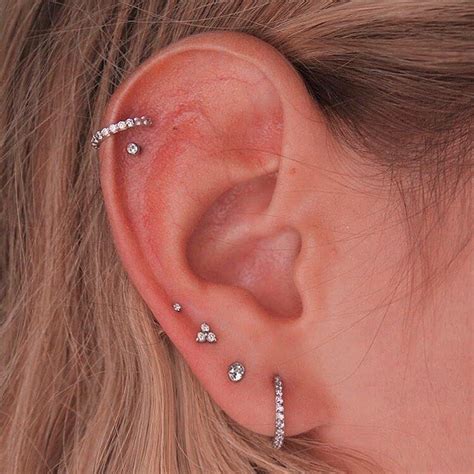 Triple Lobe Piercing Helix Piercing Jewelry Ear Piercings Helix Cute