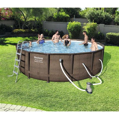 Bestway Bestway Power Steel Deluxe Series Ft X In Round Pool Set Bw New The Home