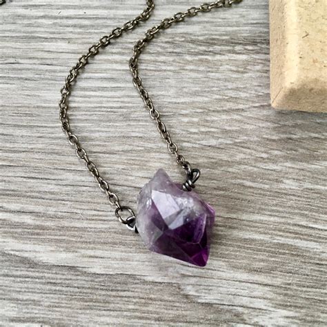 Amethyst Point Necklace Rough Crystal Pendant Raw Amethyst Jewelry