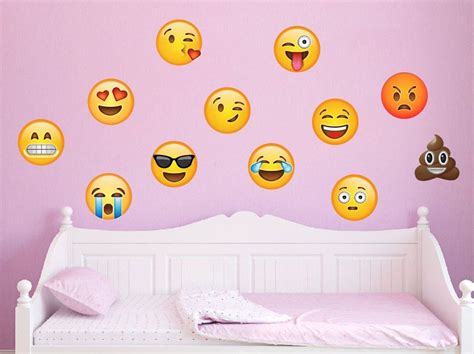 12 Large Emoji Wall Decal Peel And Stick Repositionable By