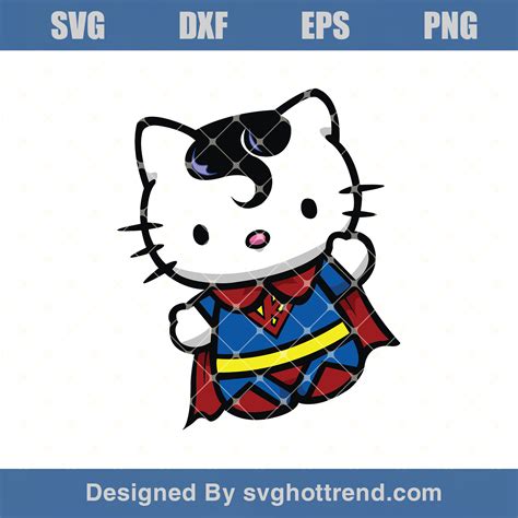Superkitty Svg Hello Kitty Svg Cartoon Svg Superman Svg