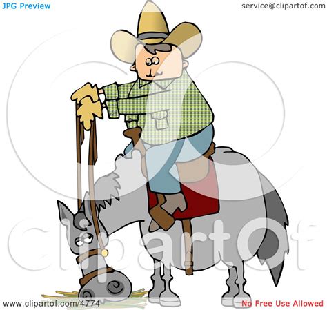Cowboy Sitting On Horse Eating Hay Clipart By Djart 4774
