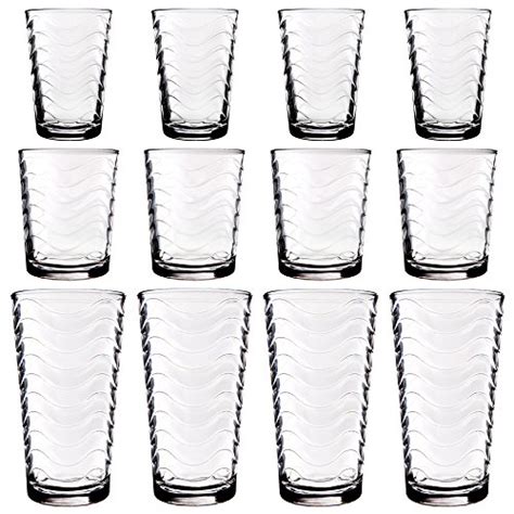 Durable 12 Piece Set Of Clear Drinking Glasses With Reusable Acrylic Straws 4 7 Ounce Juice
