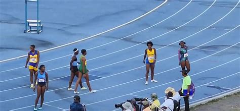 Carifta Trials Under 20h Girls 100m Blanket Finsh Habiba Harris Of Steths 1335holds Off Alexis