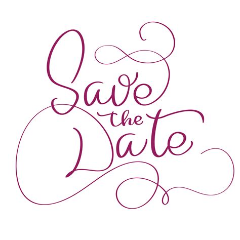 Save The Date Text On White Background Calligraphy Lettering Vector