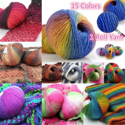 1 Roll 180m Diy Rainbow Color Soft Yarn Chunky Baby Wool Ball Rainbow