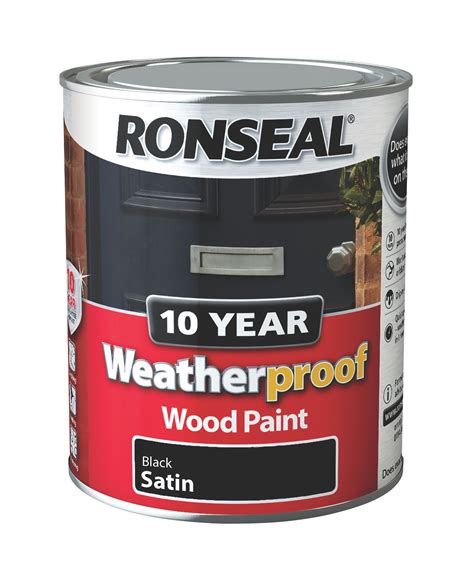 Ronseal 10 Year Weatherproof Black Satin Wood Paint 750ml Departments