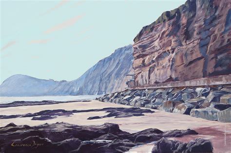 Sidmouth Jacobs Ladder Cliff Art By Lawrence Dyer Realistic Painting