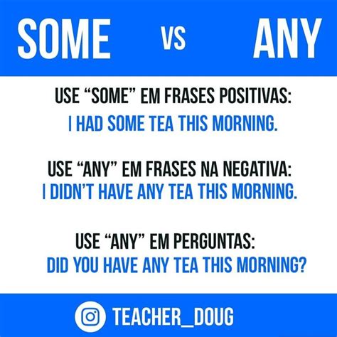 Diferença Entre Some E Any Dicas De Ingles Professores De Inglês