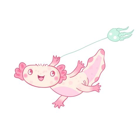Ilustración De Vector De Dibujos Animados De Mascota Axolotl Lindo