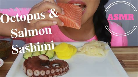 Asmr Octopus And Salmon Sashimi Eating Sounds No Talking Youtube