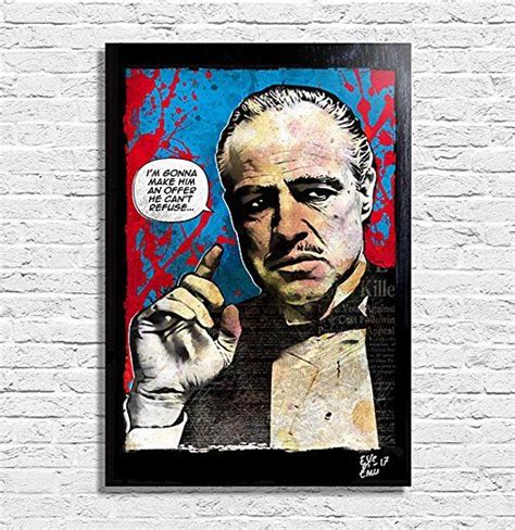 Don Vito Corleone From The Godfather Movie Pop Art Original Framed Fine Art Painting Image On