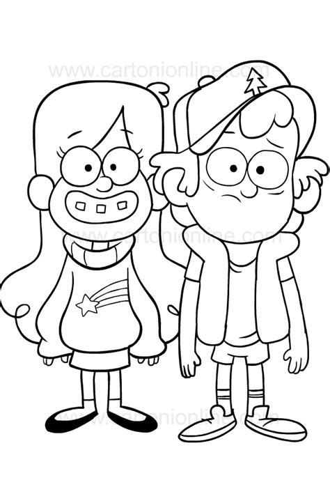 Gravity Falls Dipper And Mabel Coloring Page Clowncoloringpages