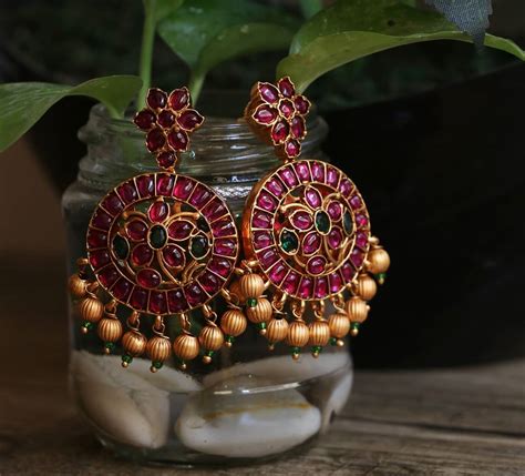 Kemp Stone Earrings South India Jewels