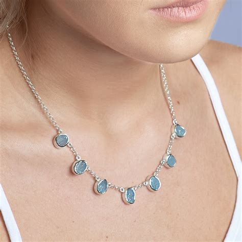 Aquamarine Handmade Designer Ladies Necklace And Bracelet Jewellery Set Aquamarine Gemstone