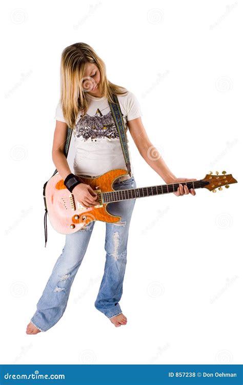 Beautiful Blonde Woman Playing Guitar Stock Photo Image Of Blond