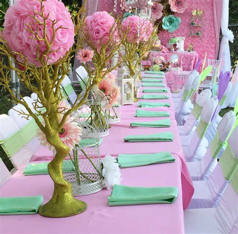 Ideas for your fairytale themed party. Loving the table settings at Samaya's Secret Garden 1st ...