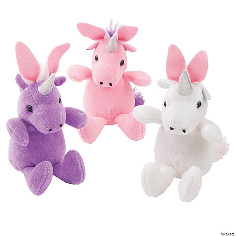 Easter Pastel Stuffed Unicorns With Bunny Ears 12 Pc Oriental Trading