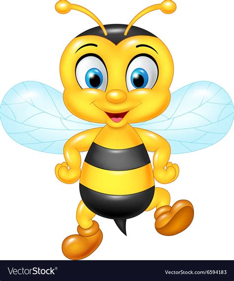 Cartoon Funny Bee Posing Isolated Royalty Free Vector Image