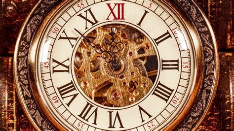Antique Clock Dial Close Up Vintage Pocket Watch Stock Video Footage