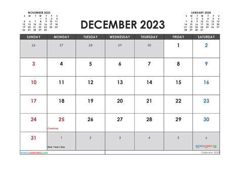 Free Printable December 2023 Calendar 12 Templates