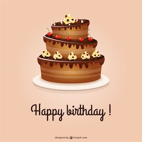 Happy Birthday Card With Cake Vector Free Download