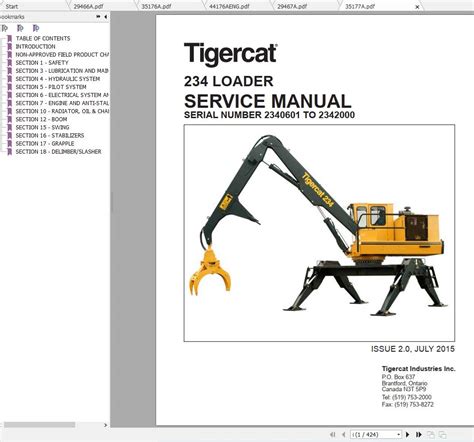 Tigercat 234 Loader 2340101 2342100 Operator S Service Manual