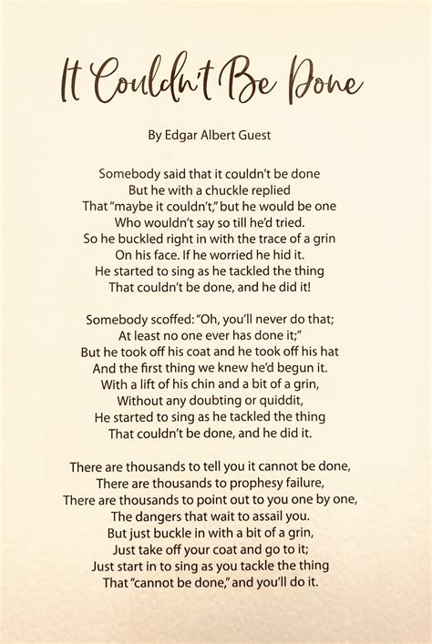Poem It Couldnt Be Done By Edgar Albert Guest Rpoetry