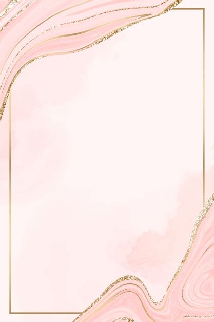 Premium Vector Rectangle Gold Frame On A Pink Fluid Patterned