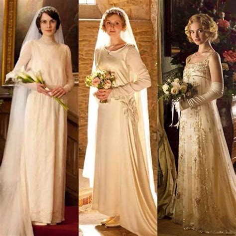 Lady Mary Lady Edith And Lady Rose All In Their Wedding Gowns From Downton Abbey Three