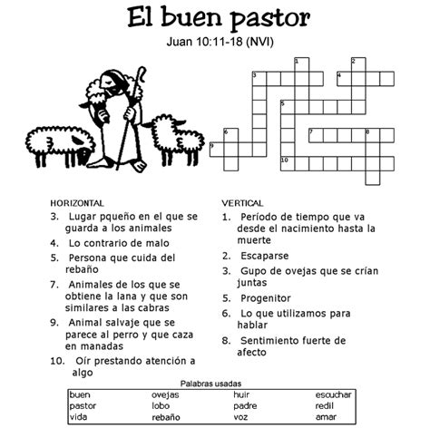 El Buen Pastor Crossword In 2021 Bible Activities