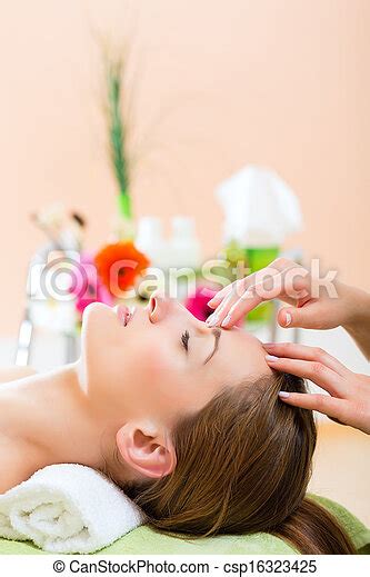 Wellness Woman Getting Head Massage In Spa Wellness Woman