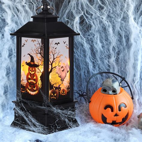 Sayfut Halloween Portable Lanterns Orange Candle Led Halloween Lamp