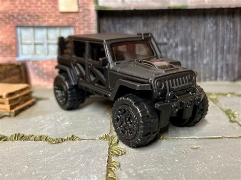 Hot Wheels 17 Jeep Wrangler Custom Painted Flat Black Etsy