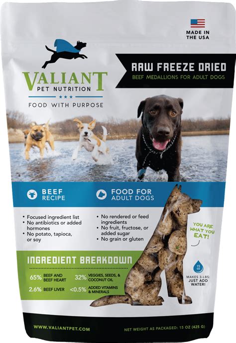 Valiant Pet Nutrition Raw Frozen Medallions Adult Dog Food ...
