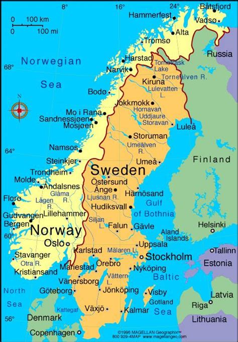Swedish Cities Map Map Of Sweden Cities Northern Europe Europe
