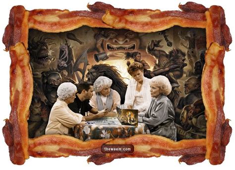 the golden girls playing dandd with wil wheaton in the middle of an iconic bar fight framed