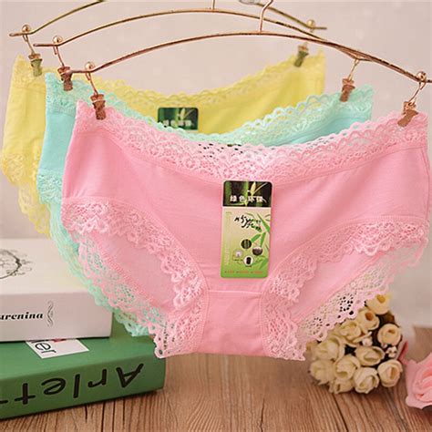 soft bamboo fiber women lovely panties sexy lace seamless underwear briefs ladys girls exotic