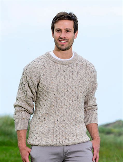 Mens Heavyweight Traditional Aran Wool Sweater Weavers Of Ireland