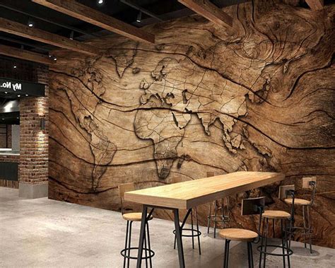 Beibehang Custom Wallpaper Vintage Wood Grain World Map