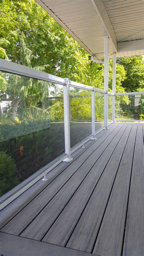 These tempered glass railing infill panels provide safety and strength to the angled runs, such as stairs, on your railing system. Tempered Glass