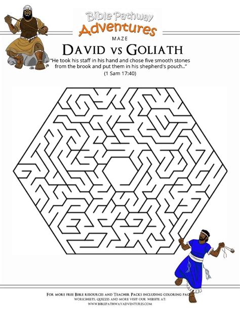 Free Bible Story Maze David Vs Goliath Vbs 2018 David Bible