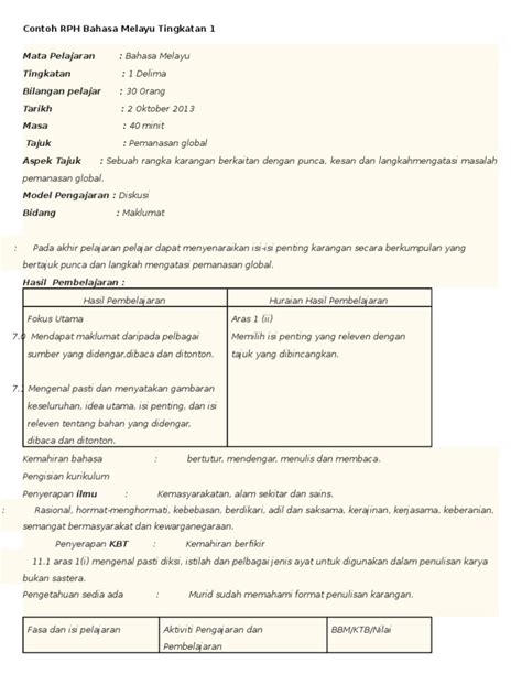 Bahasa melayu pemulihan khas menyusun ayat kvkv. Contoh RPH Bahasa Melayu Tingkatan 1