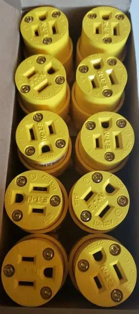 Eaton 10 Pack Yellow Grounding Connectors 4887 Box Female 15a 125v 2