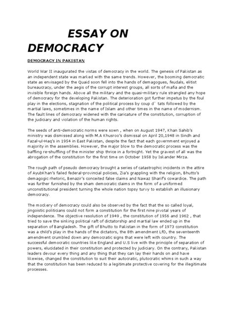 Essay On Democracy Muhammad Zia Ul Haq Pakistan