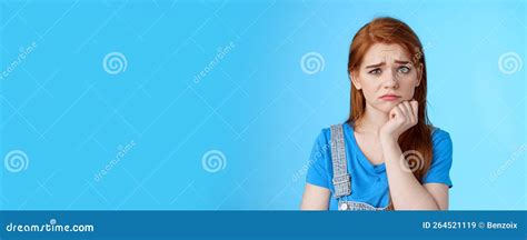 Upset Worried Cute Uneasy Goomy Redhead Girl Frowning Pull