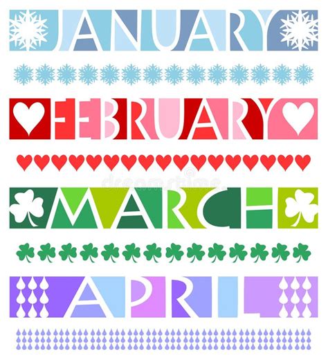 Month Banners And Borderseps Stock Vector Illustration Of Heart