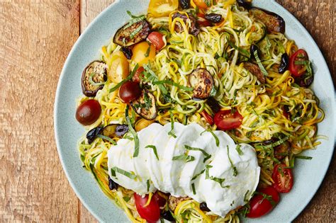 Zucchini Noodles With Eggplant And Tomatoes Recipe